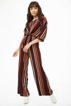 Forever21 Tie-front Striped Jumpsuit