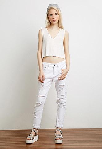 Forever21 Women's  Split-neck Sleeveless Top