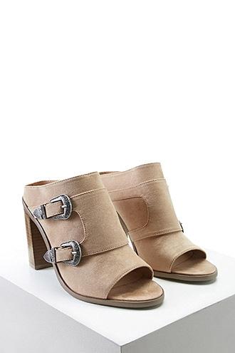 Forever21 Faux Suede Buckle Heels