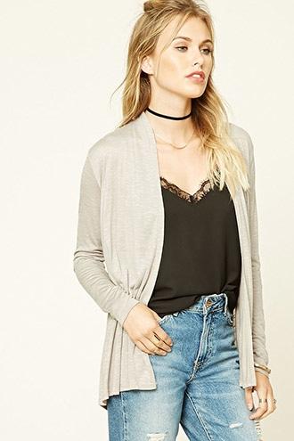 Forever21 Women's  Taupe Slub Knit Open-front Cardigan