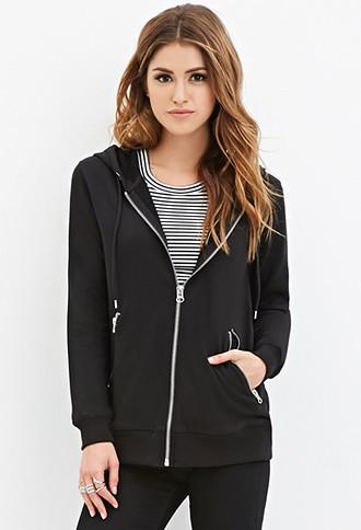 Forever21 Zipped Drawstring Hoodie