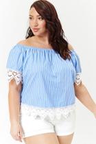 Forever21 Plus Size Pinstriped Off-the-shoulder Top
