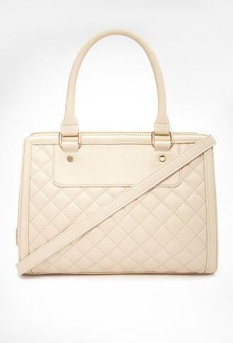 Forever21 Quilted Rectangle Satchel (cream)