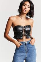 Forever21 Faux Leather Ruffle Tube Top