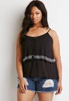 Forever21 Plus Women's  Plus Size Diamond-embroidered Flounce Cami