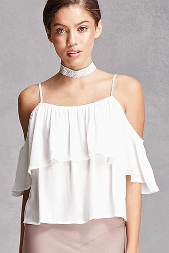 Forever21 Open-shoulder Flounce Cami
