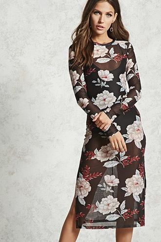 Forever21 Sheer Floral Bodycon Dress