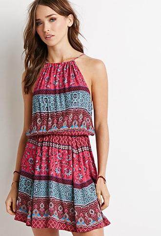 Forever21 Ornate Print Babydoll Dress