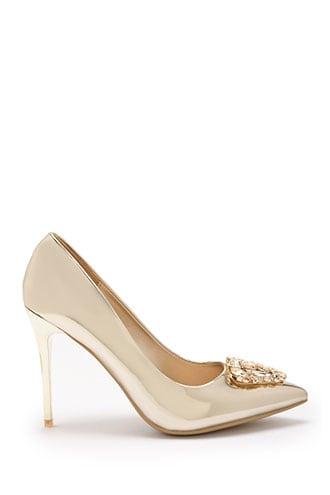 Forever21 Amanda Harris Embellished Metallic Pumps
