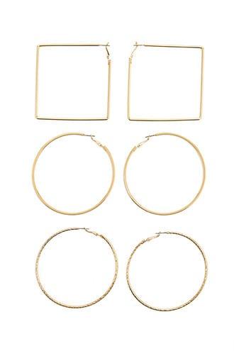 Forever21 Oversized Geo Hoop Earring Set