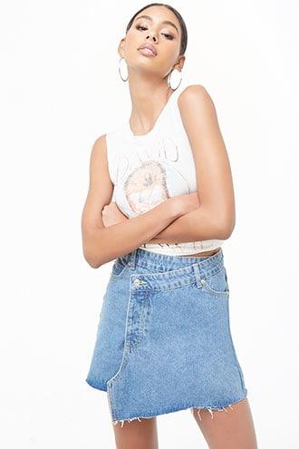 Forever21 Momokrom Asymmetrical Denim Skirt