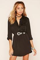 Forever21 Women's  Black Button-front Shirt Dress