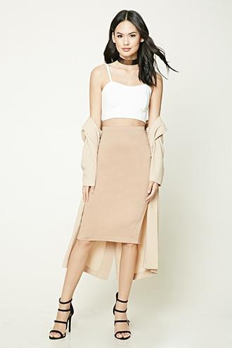 Forever21 Slub Knit Midi Pencil Skirt