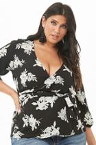 Forever21 Plus Size Sheer Floral Chiffon Wrap Top