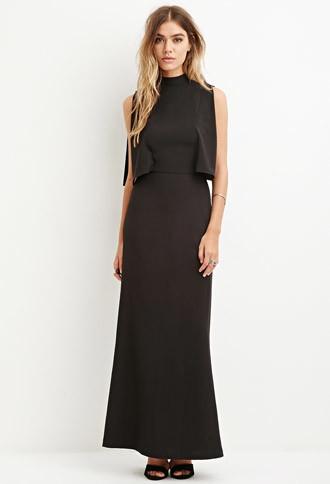 Forever21 Women's  Layered Mock Neck Maxi Dress