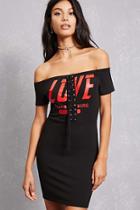 Forever21 Lace-up Graphic Bodycon Dress