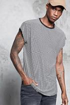 Forever21 Striped Curved Hem Longline Tee