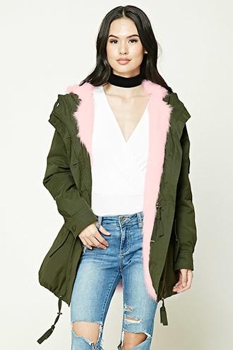 Forever21 Hooded Faux Fur Parka