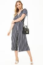 Forever21 Striped Cropped Jumpsuit