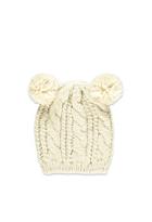 Forever21 Cable Knit Pom Ears Beanie (cream)