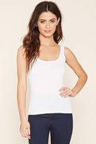 Forever21 Women's  White Ribbed Knit Tank Top