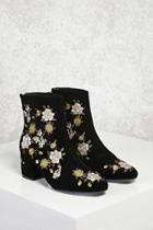 Forever21 Velvet Floral Ankle Boots