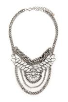 Forever21 B.silver & Clear Rhinestone Statement Necklace