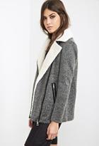 Forever21 Faux Shearling Collar Marled Jacket