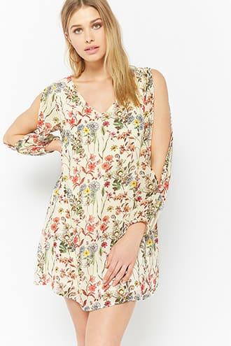 Forever21 Floral Split-sleeve Dress