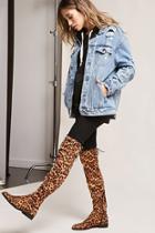 Forever21 Yoki Leopard Print Over-the-knee Boots