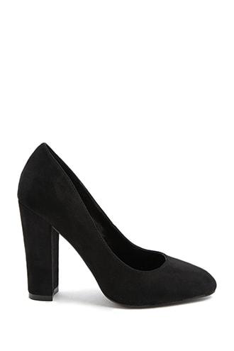 Forever21 Faux Suede Block Heel Pumps