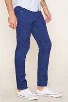 21 Men Men's  Blue Cotton-blend Slim Fit Pants