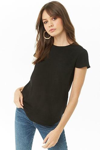 Forever21 Woven Curved-hem Top