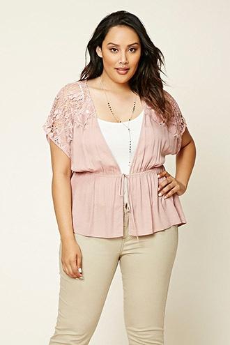 Forever21 Plus Women's  Plus Size Self-tie Waist Top