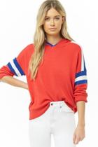 Forever21 Multicolor Striped-trim Hooded Top