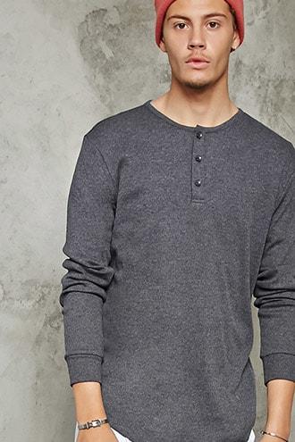 Forever21 Ribbed Knit Henley Tee