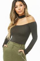 Forever21 Off-the-shoulder Choker Neck Top