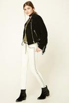 Forever21 Women's Ivory Studded Low-rise Skinny Jeans