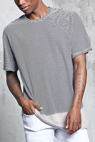 Forever21 Ombre Striped Crew Neck Tee