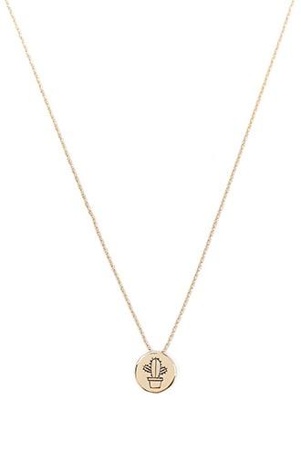 Forever21 Cactus Disc Charm Necklace