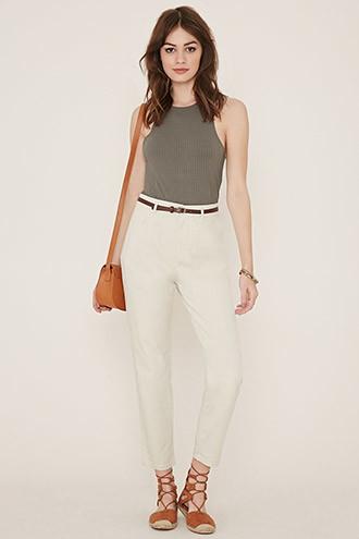 Forever21 Women's  Tan High-waisted Pants