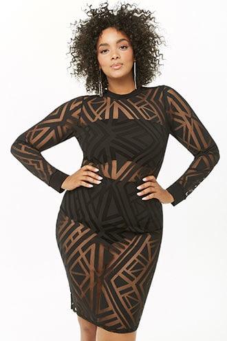 Forever21 Plus Size Sheer Geo Print Dress