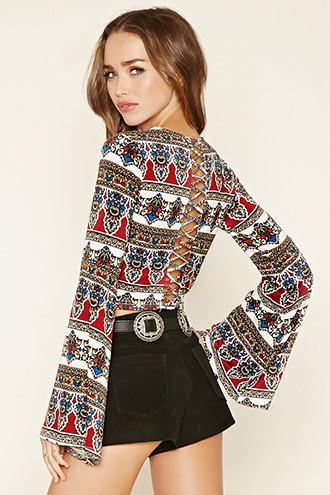 Forever21 Women's  Cutout Back Ornate Top