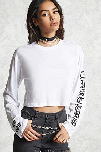 Forever21 Do Not Disturb Cropped Tee