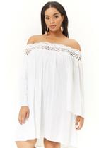 Forever21 Plus Size Boho Me Off-the-shoulder Crochet-trim Dress