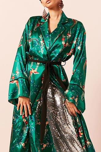 Forever21 Satin Floral Duster Cardigan