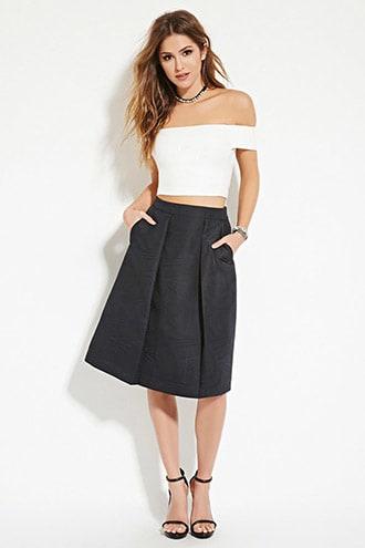 Forever21 Embroidered A-line Skirt