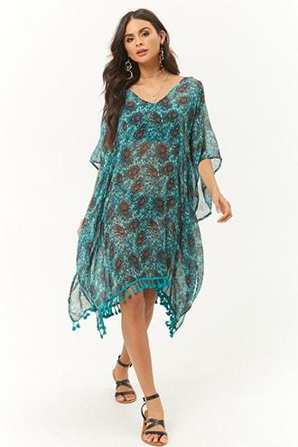 Forever21 Peacock Tasseled Kaftan