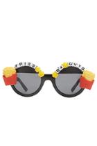 Forever21 Black & Red Round Brow-bar Sunglasses