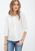 Forever21 Contemporary Pintucked Eyelash Lace Blouse